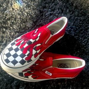 VANS Red Flame Slip On Sneakers